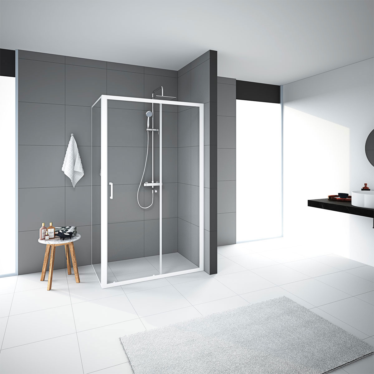 Aurlane Glasdusche Factory Front weiß 120 x 200 x 80 cm Bild 2