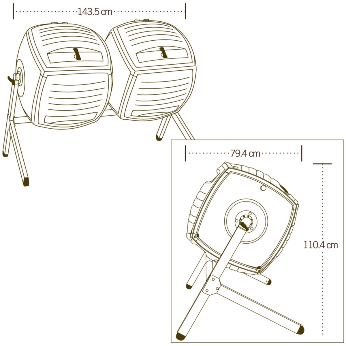 Lifetime Komposter Kompost-Zwilling 380 L 79,4x143,5x110,4cm Bild 10
