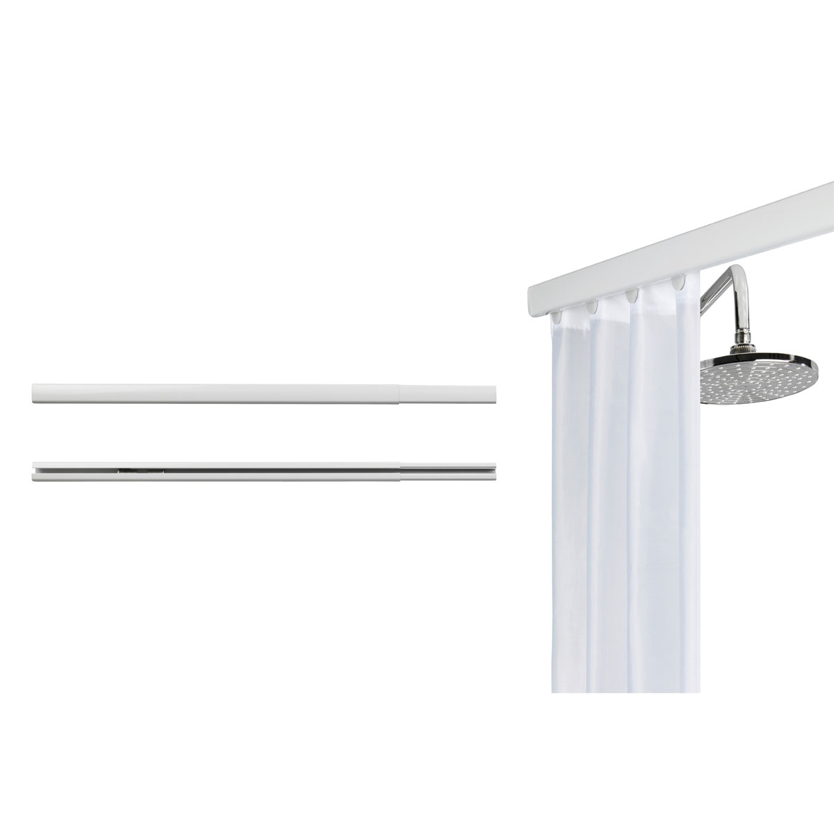 Wenko  Teleskop-Duschschiene Era Weiß 75-125 cm Duschvorhang-Schiene Bild 2