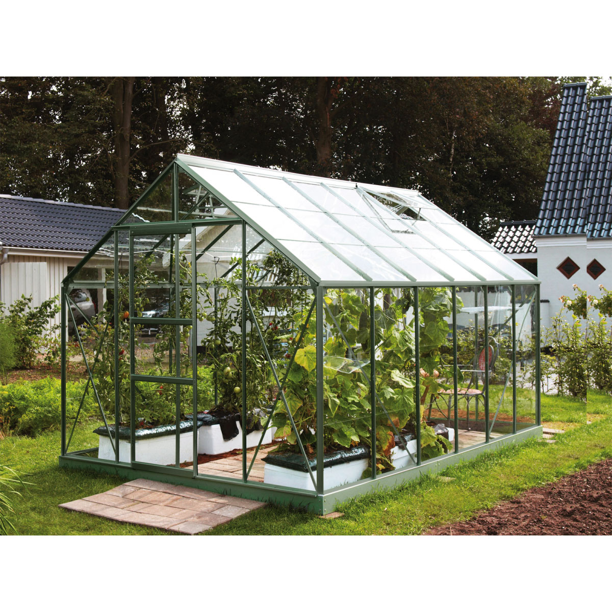 Vitavia Gewächshaus Merkur 9900 9,9m² 3 mm Einscheibensicherheitsglas grün Bild 1