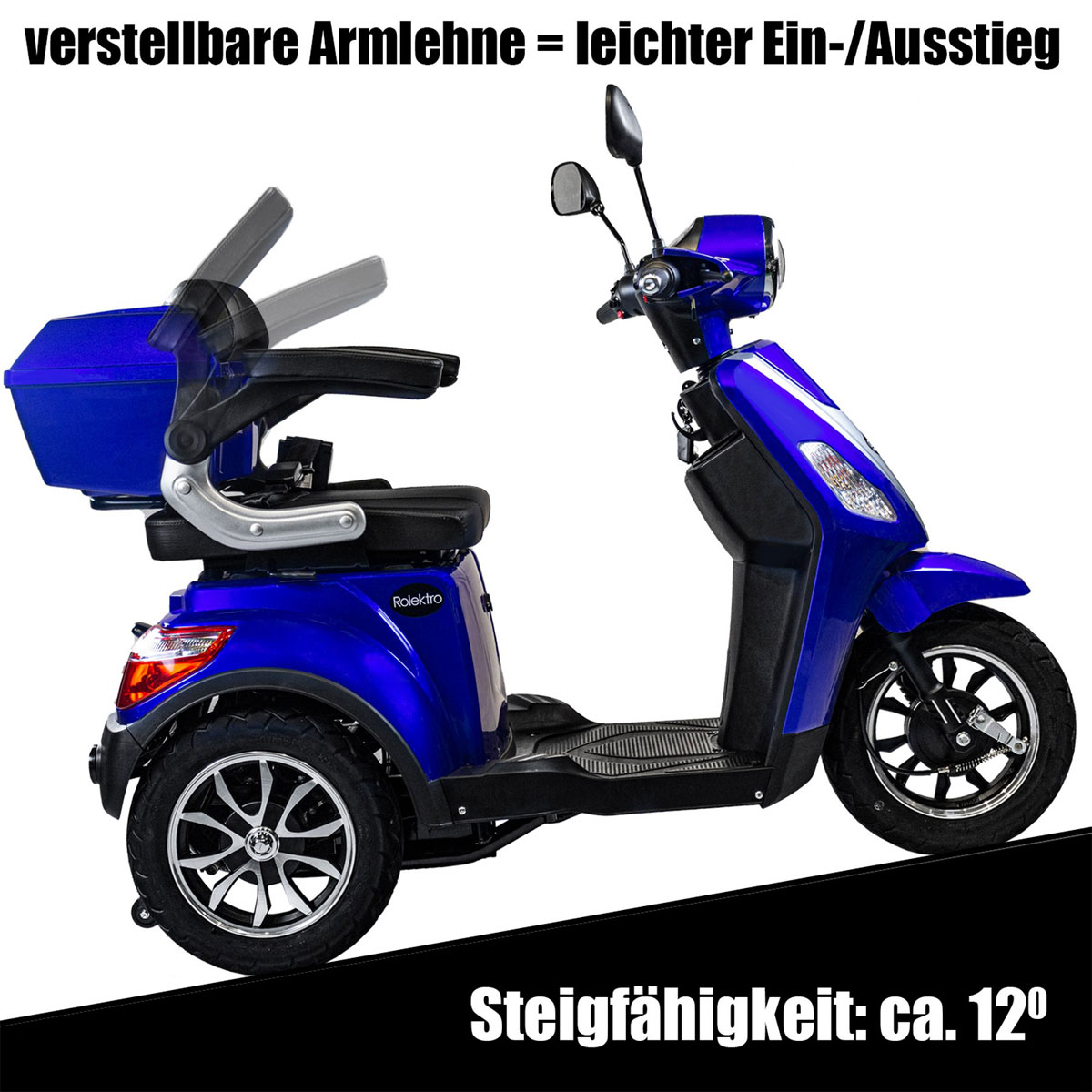 Rolektro E-Dreiradroller„25 V.3“ 1000 W, blau Bild 4
