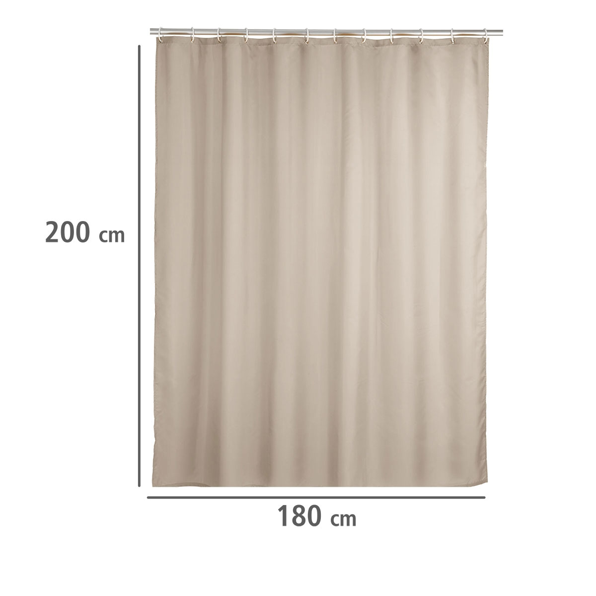 Wenko  Anti-Schimmel Duschvorhang Uni Beige Textil Polyester 180 x 200 cm waschbar Bild 5