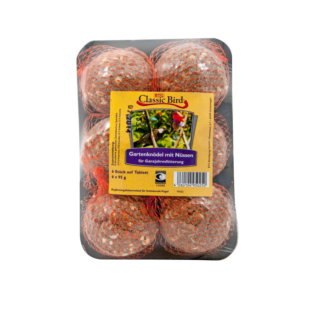 Classic Bird Garten Nussknödel 6er auf Tablett