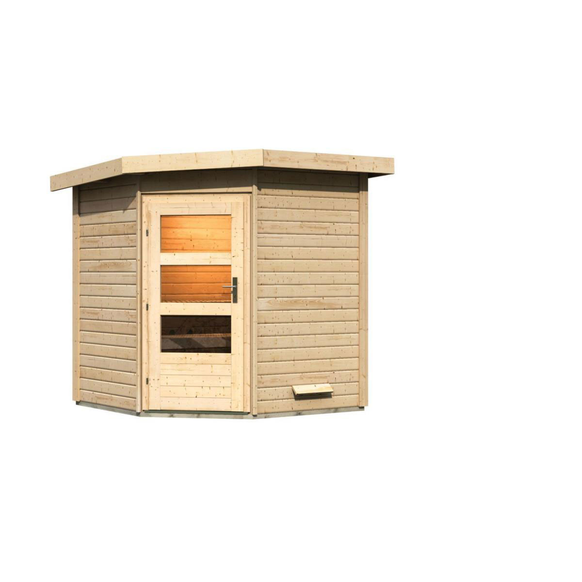 Karibu Saunahaus Pekka 38 mm ohne Ofen moderne Tür Bild 1