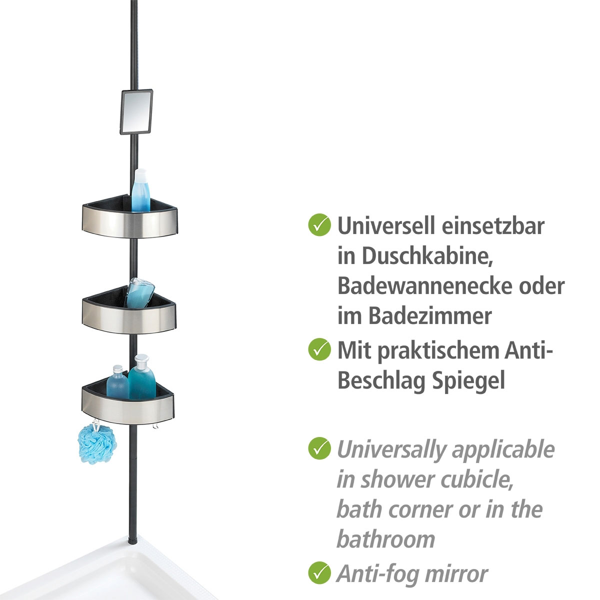 Wenko  Teleskop-Duschecke Premium Big Black Edelstahl rostfrei Bild 4