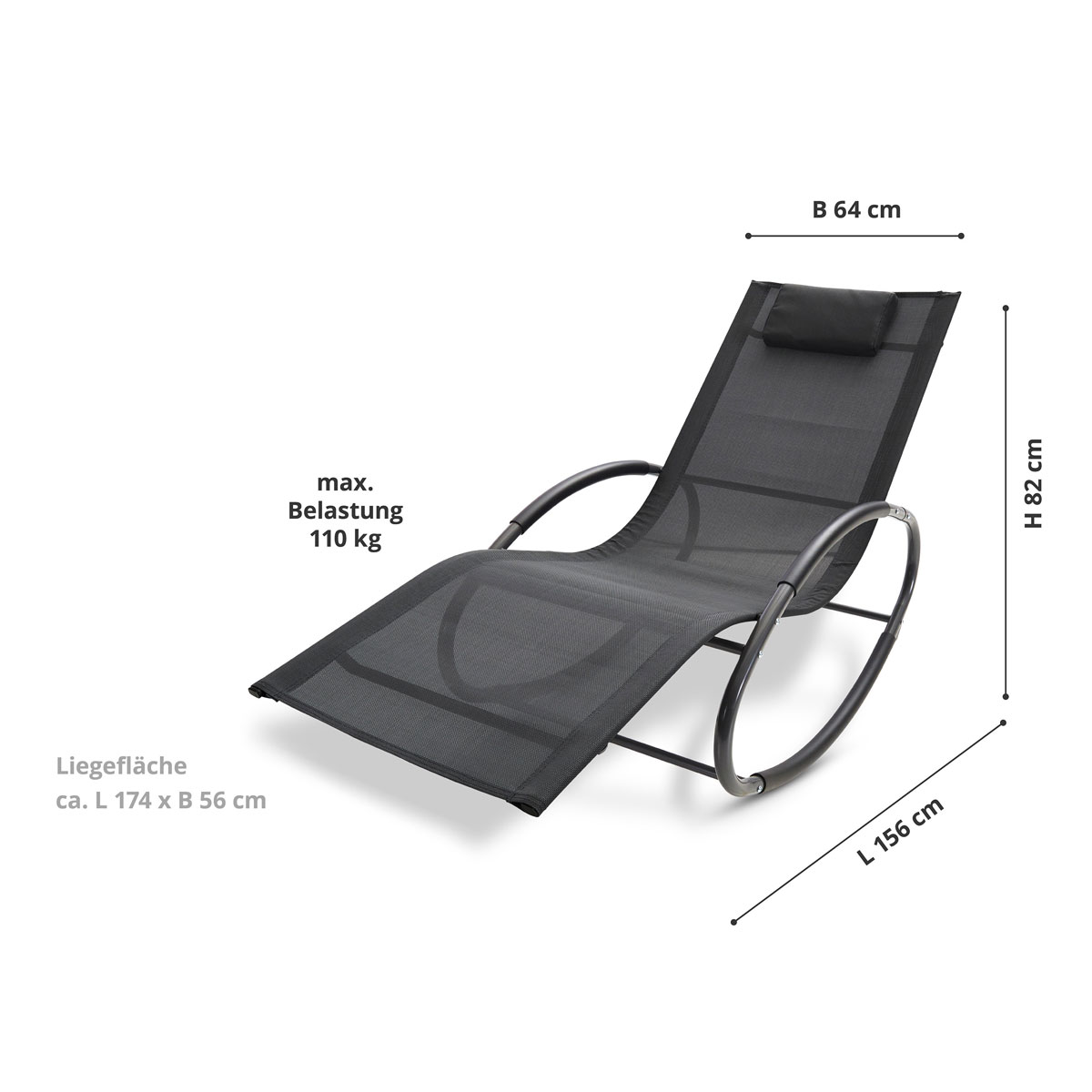 Leco Schaukel Gartenliege Schaukelstuhl Mila 178 x 64 x 78 cm Sonnenliege Bild 6