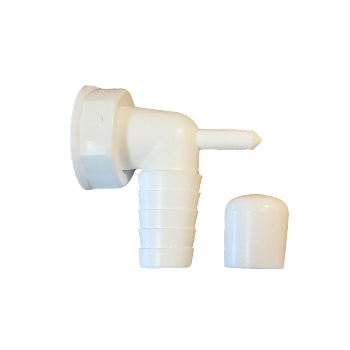 PP-Schlauchanschluss ET 1" IG 90" mit Kondensatanschluss weiß