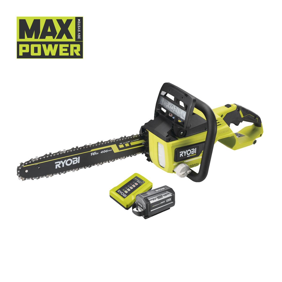 Ryobi Akku-Kettensäge RY36CX40B-160 40 cm inkl 6,0 Ah Akku u Ladegerät Bild 1