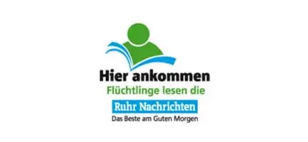 Hier ankommen - Flüchtlinge lesen die Ruhr Nachrichten. Das Beste am Guten Morgen Logo
