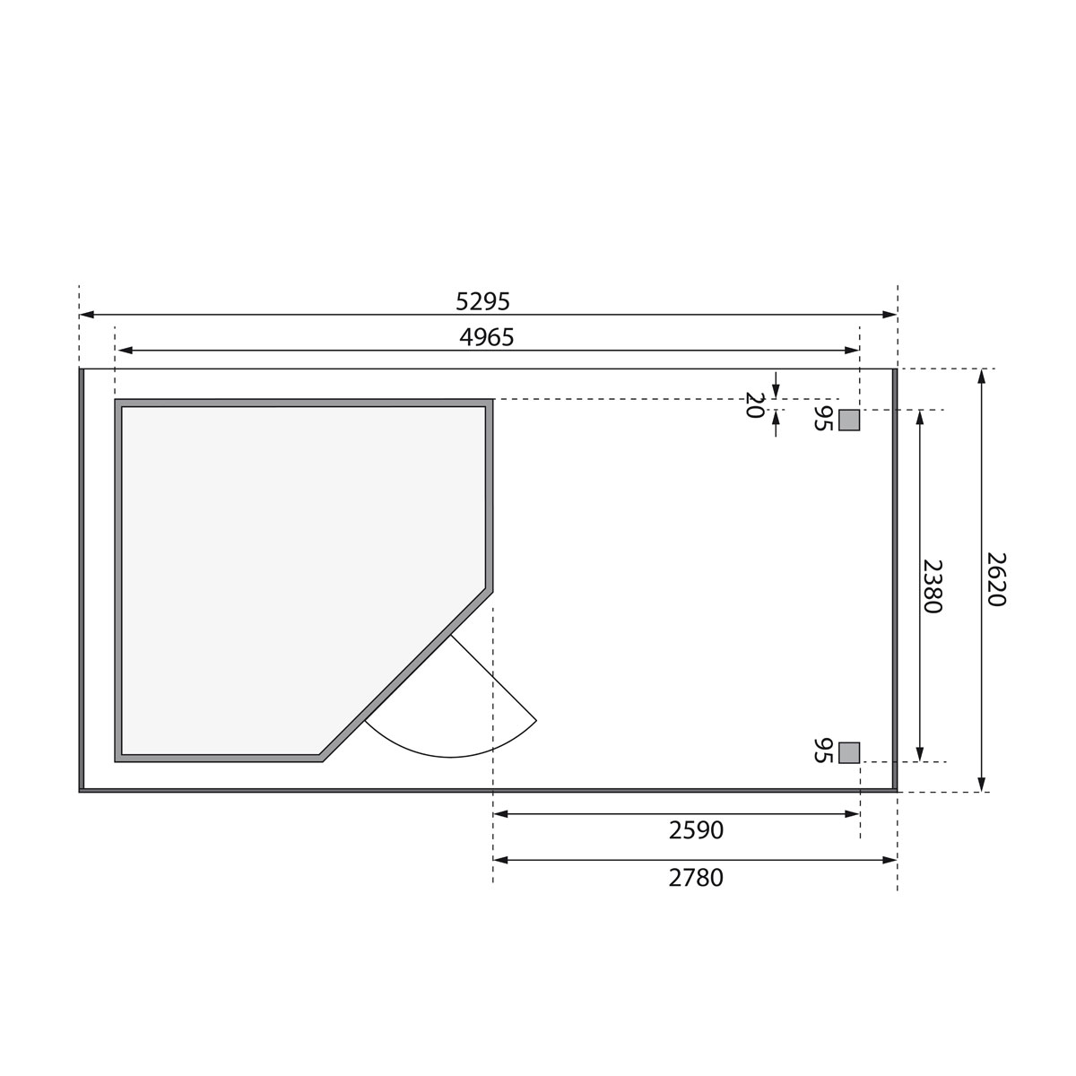 Karibu BBH Schwandorf 5 Set mit Anbau terragrau Bild 8