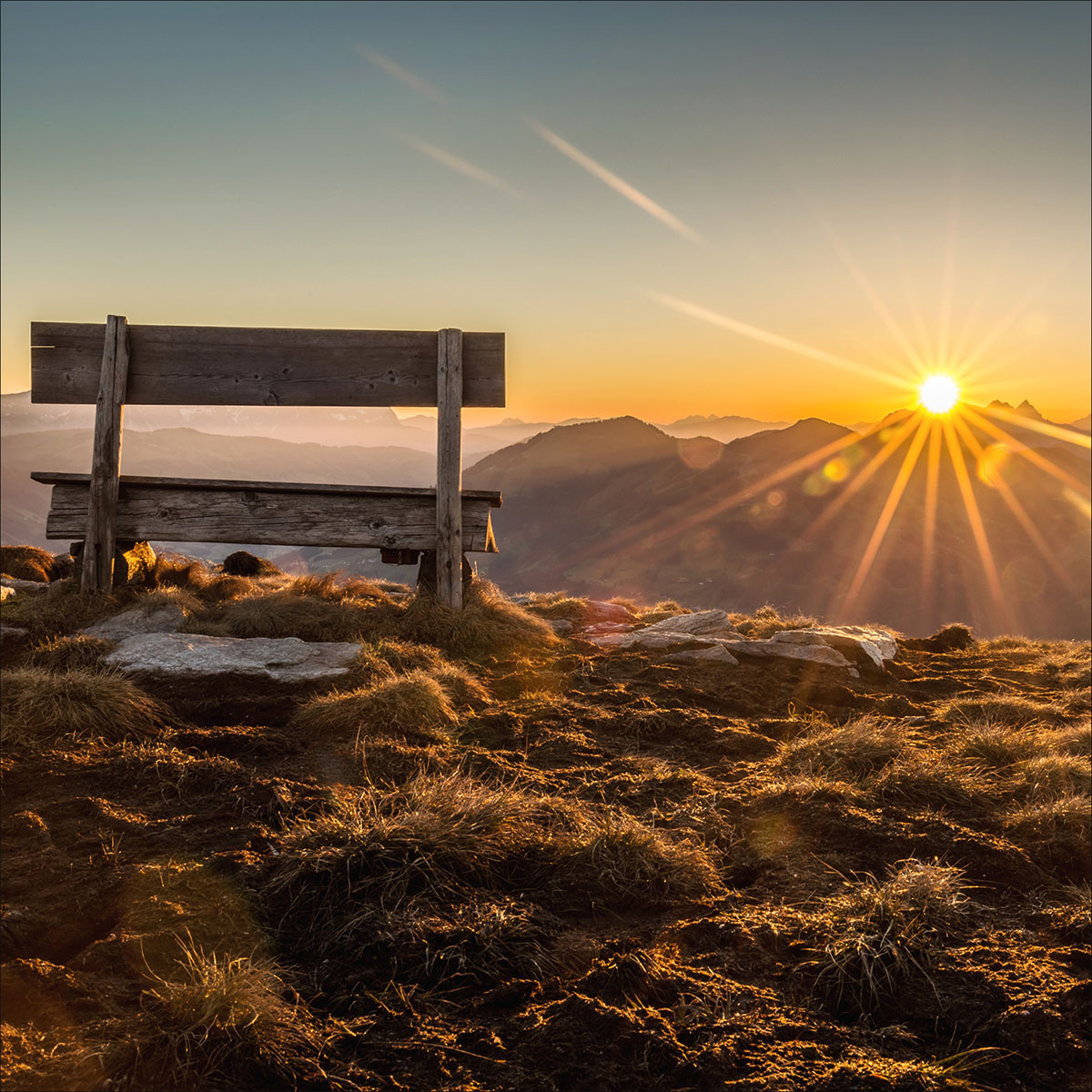 Glas-Art Bench und Horizon 30 x 30 Glasbild