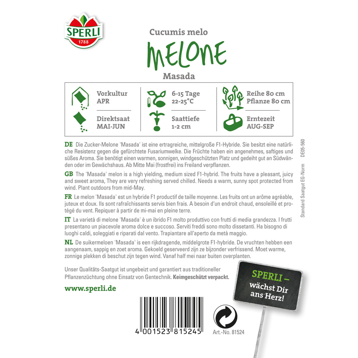 Sperli Zuckermelonen Masada Bild 2