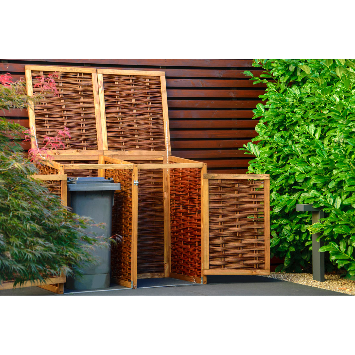 dobar Holz-Mülltonnenbox 125 x 80 x 115 cm braun Bild 2