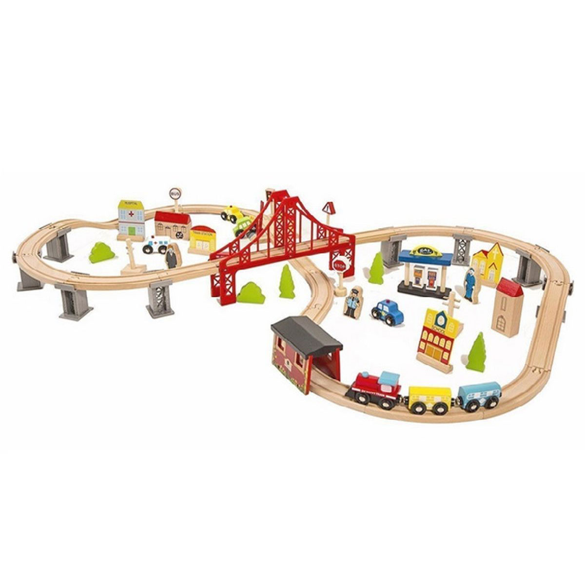 Coemo Holzeisenbahn Set 70 Teile Bild 1
