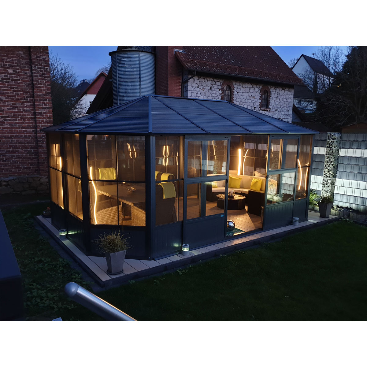 Sojag Pavillon Kaltwintergarten Charleston 1218 383,6x593,6x280,89cm Anthrazit Bild 4