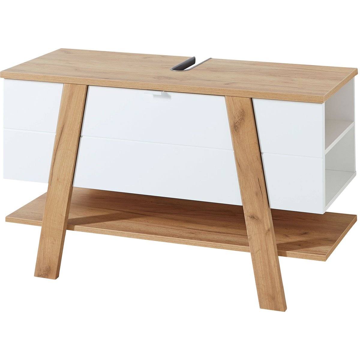 Waschbecken-Unterschrank 111 x 67 x 46 cm weiß/Navarra Eiche