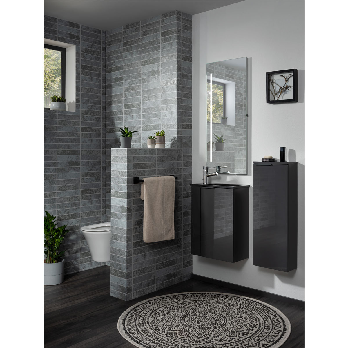 Fackelmann  Gäste-WC Waschtischunterschrank rechts SBC 440 x 600 x 243 mm anthrazit Bild 6