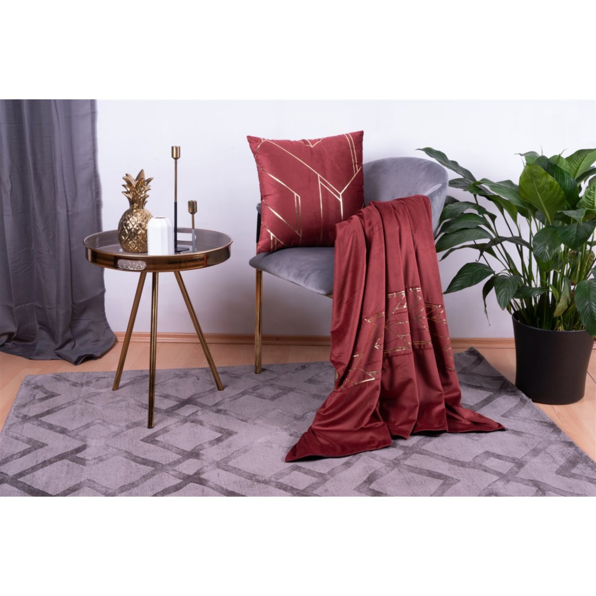 Dekokissen & Decke Prisma 125 2er-Set Rot / Gold Bild 5