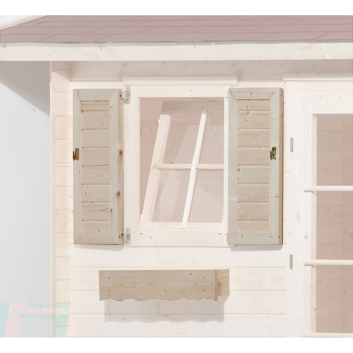 Weka Fensterladen „69x79 cm“, mit Blumenkasten