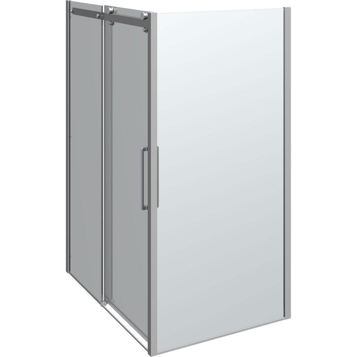 Scanbad Schiebetür mit Panel Deluxe 140 x 100 cm Chrom/Klar