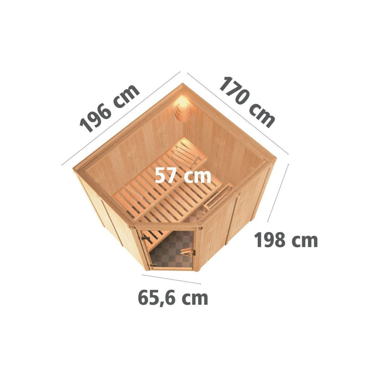 Karibu Sauna Lilja Eckeinstieg 3,6 kW Ofen externe Strg modern kein Kranz Energiespartür Bild 12