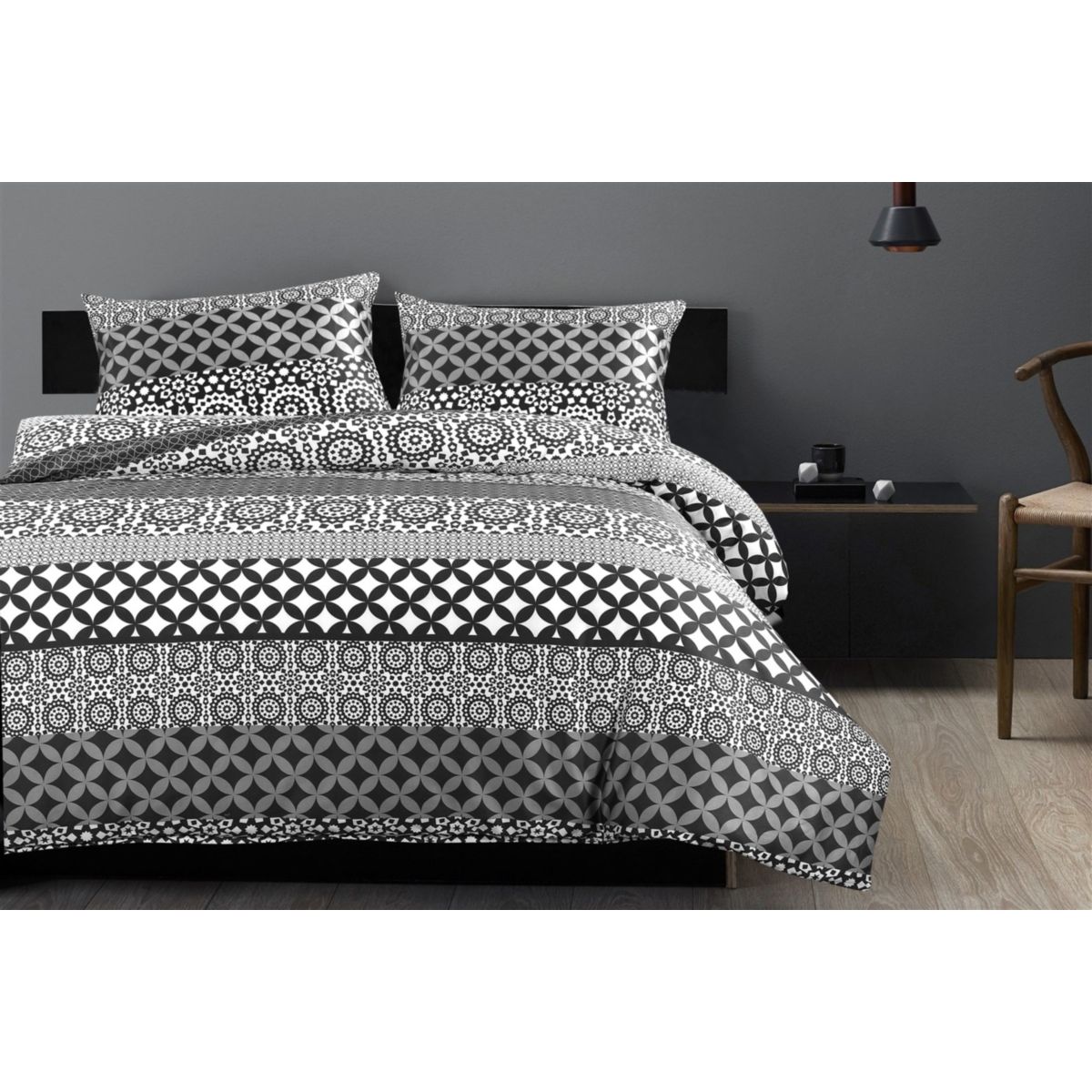 Bettwäsche Stereo 125-NL Schwarz / Weiß 240cm x 240cm Bild 3