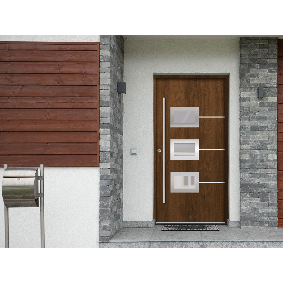 SplenDoor  Premium-Haustür Passivedoor Bergen RC2 energiesparend einbruchsicher nussbaum 110 x 210 cm links Bild 2