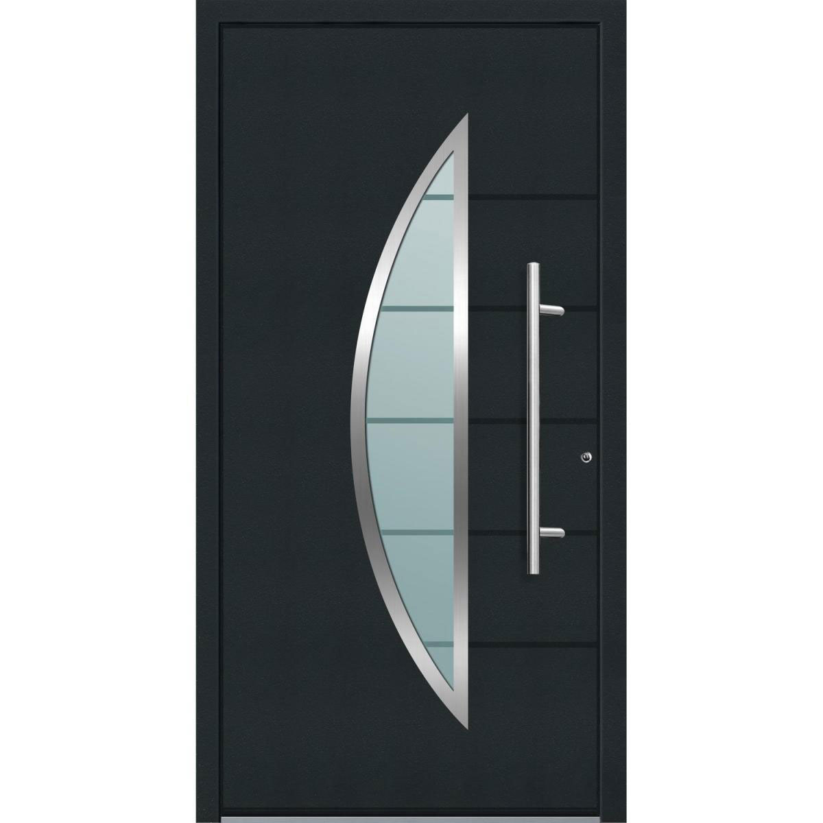 Aluminium Sicherheits-Haustür Sassari Superior 60 mm anthrazit 110 x 210 cm Anschlag rechts inkl Griffset
