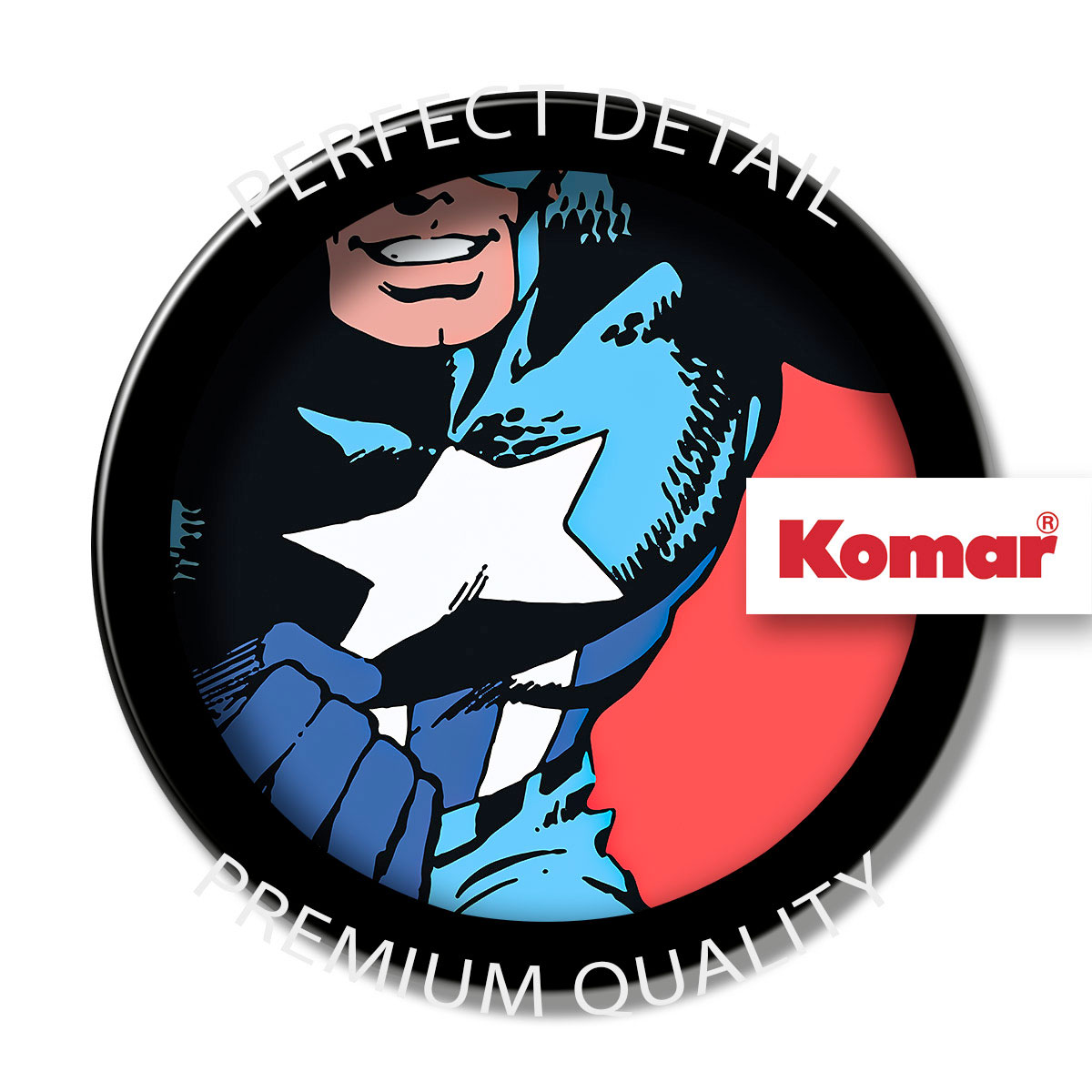 Komar  Selbstklebende Vlies Fototapete rund Marvel PowerUp Captain America Durchmesser 125 cm