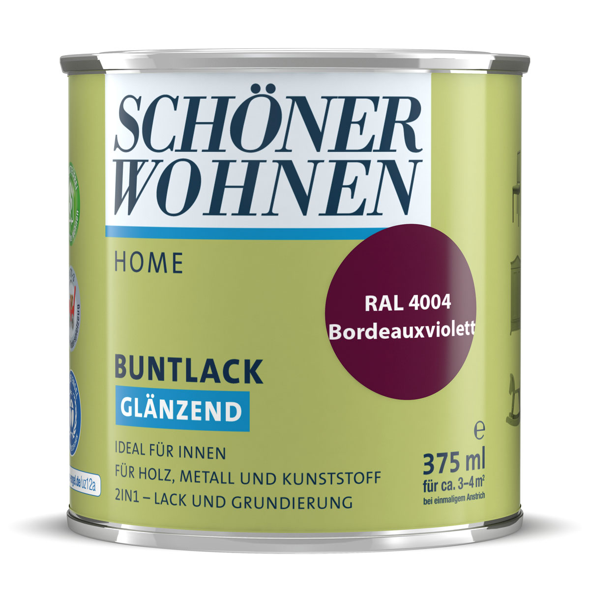 Schöner Wohnen Farbe Buntlack Home Bordeauxviolett glänzend 375 ml