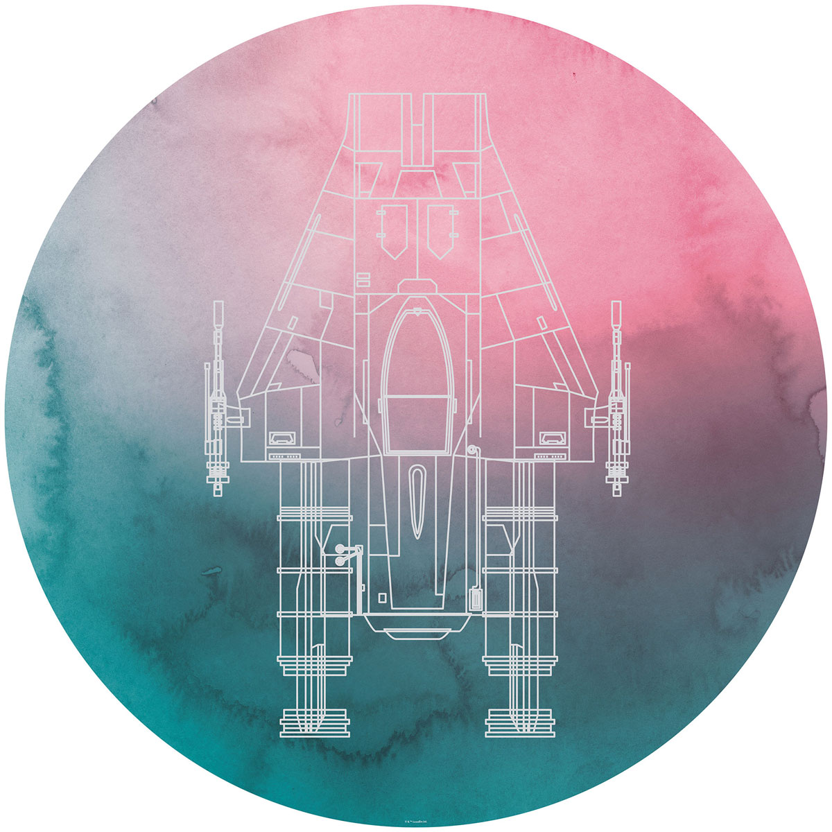 Komar  Selbstklebende Vlies Fototapete rund Star Wars A-Wing Durchmesser 125 cm Bild 2