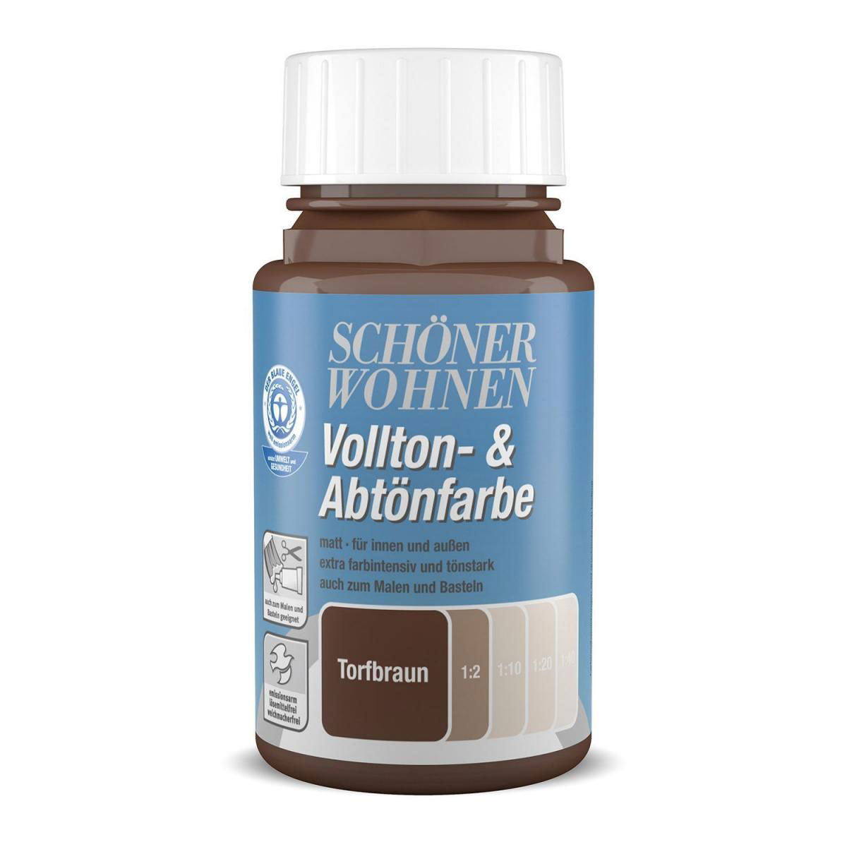 Schöner Wohnen Farbe Voll-und Abtönfarbe Torfbraun 0,125 L