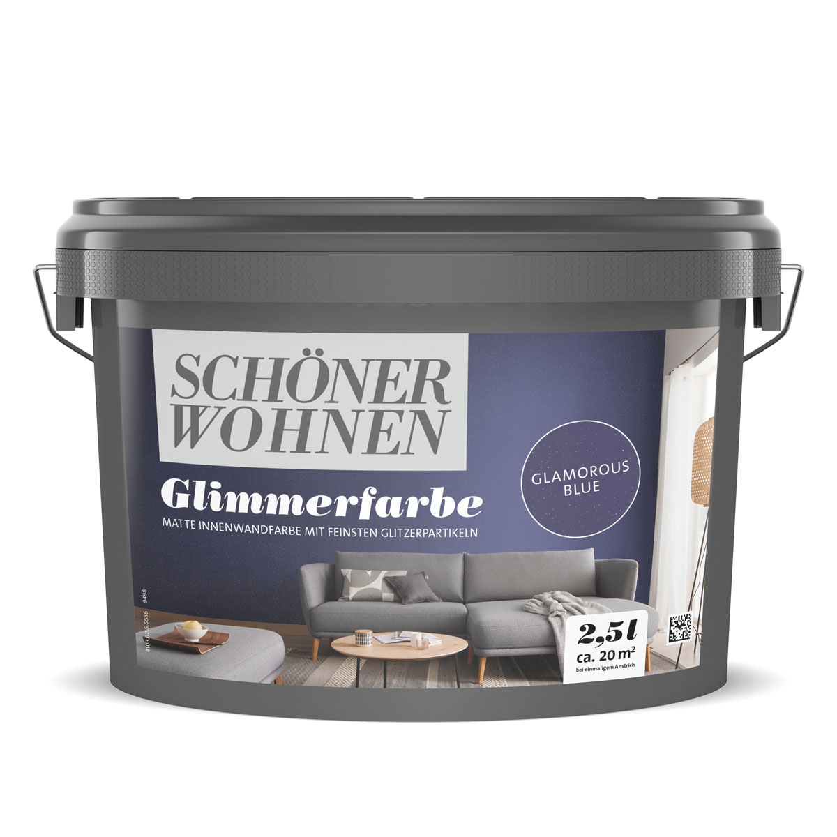 Schöner Wohnen Farbe  Wandfarbe Glimmerfarbe glamorous blue 2,5 Liter