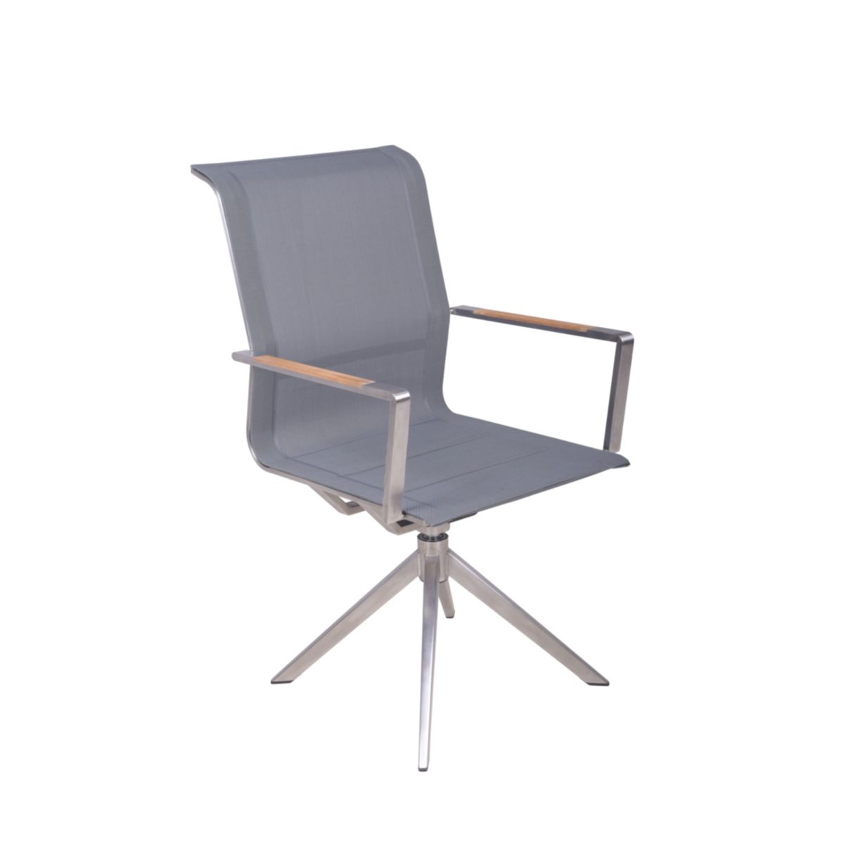 Garden Pleasure Drehstuhl SALIDA. 2er Set Edelstahl, Kunststoffgewebe, Teakholz Bild 6