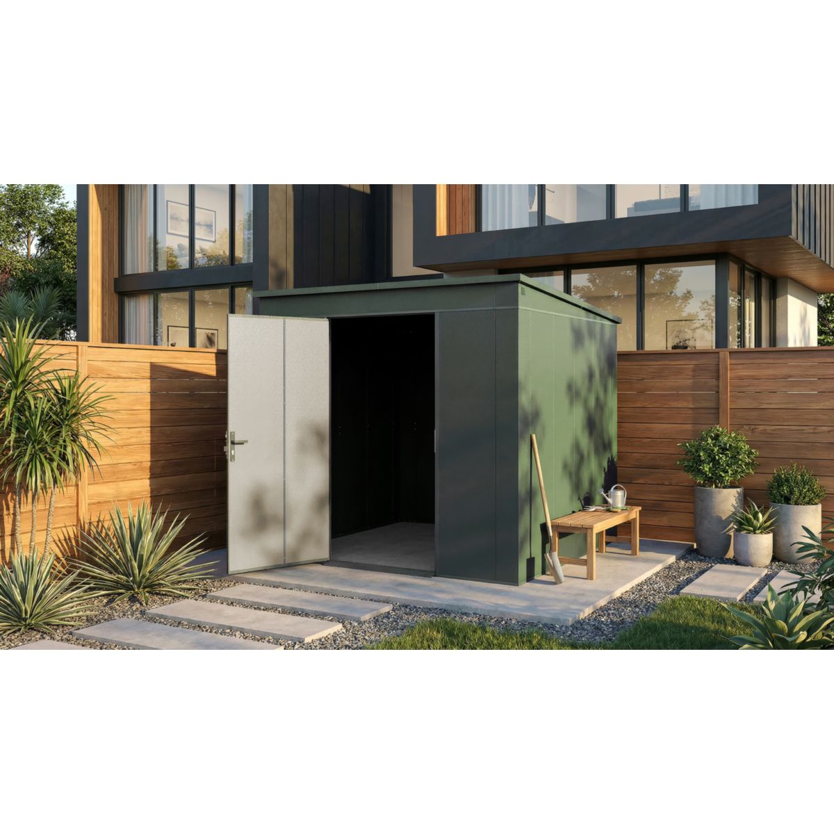 Weka Metall-Gerätehaus Gary, 0,7mm, 242 x 248, grün