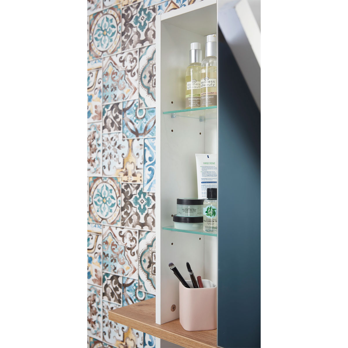 LED-Spiegelschrank 90 x 91 x 25 cm Navarra-Eicheoptik/weiß Bild 5