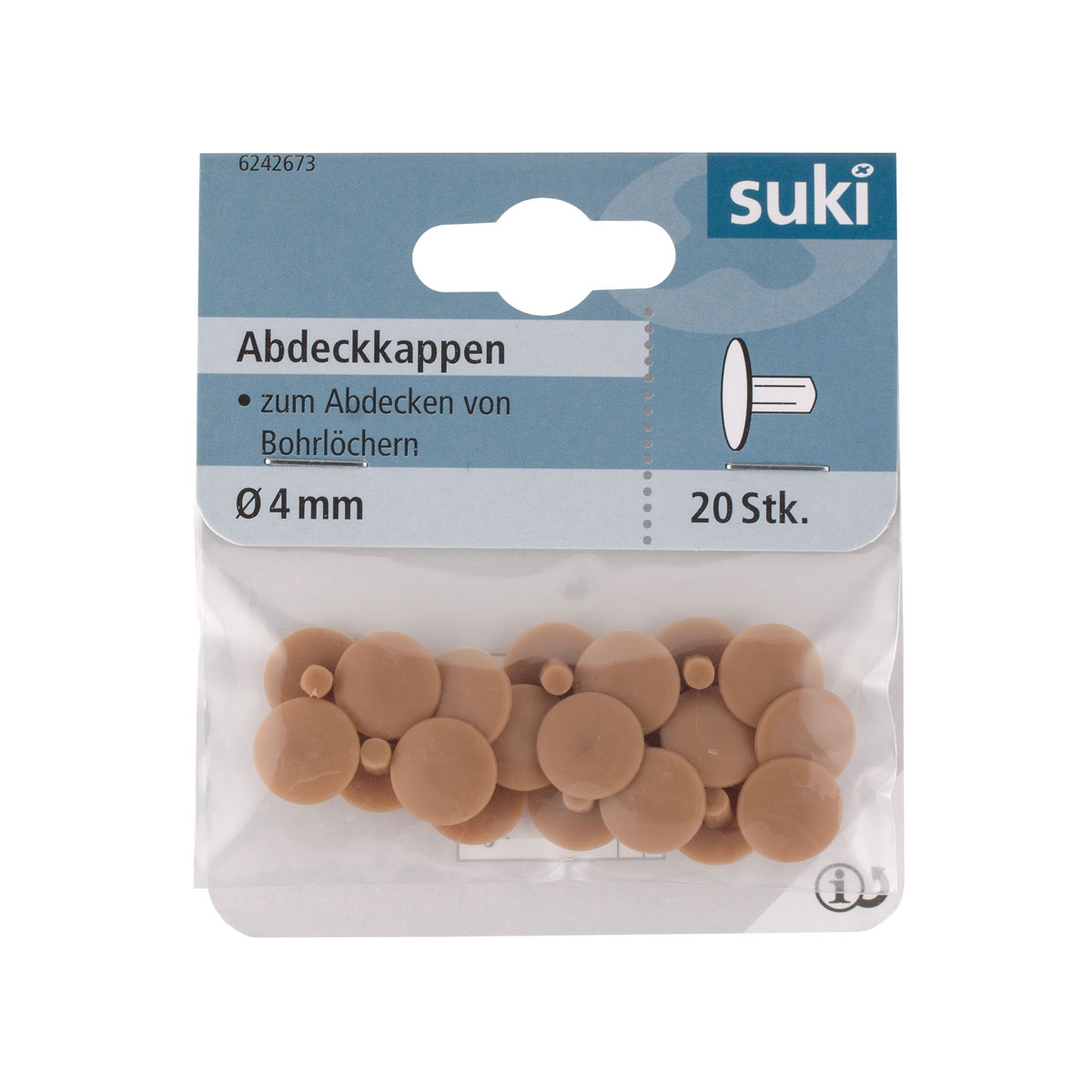 Suki Abdeckkappe Kunststoff Durchmesser 4 mm buche 20 Stück Bild 1