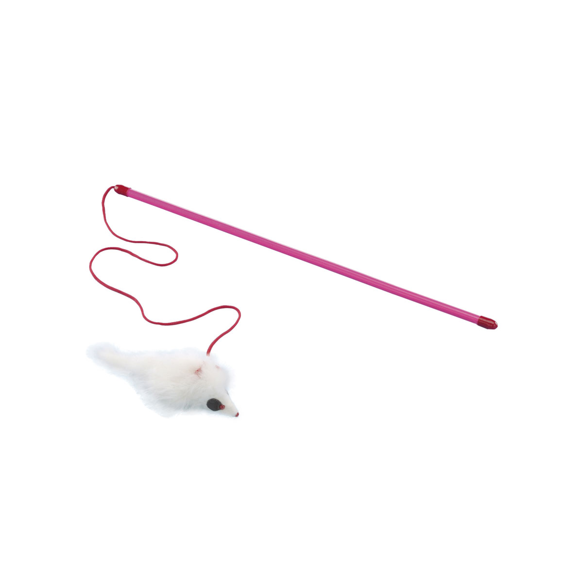 Angel mit Fellmaus Langhaar 46 cm Band 75 cm