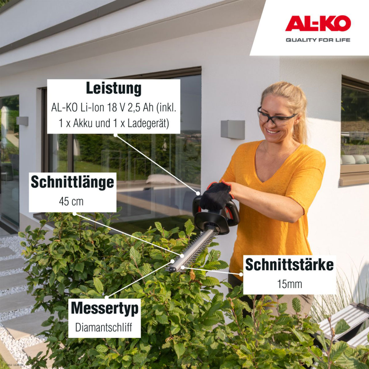 AL-KO  Akku-Heckensschere 18 V HT 1845 inkl Akku Bild 10