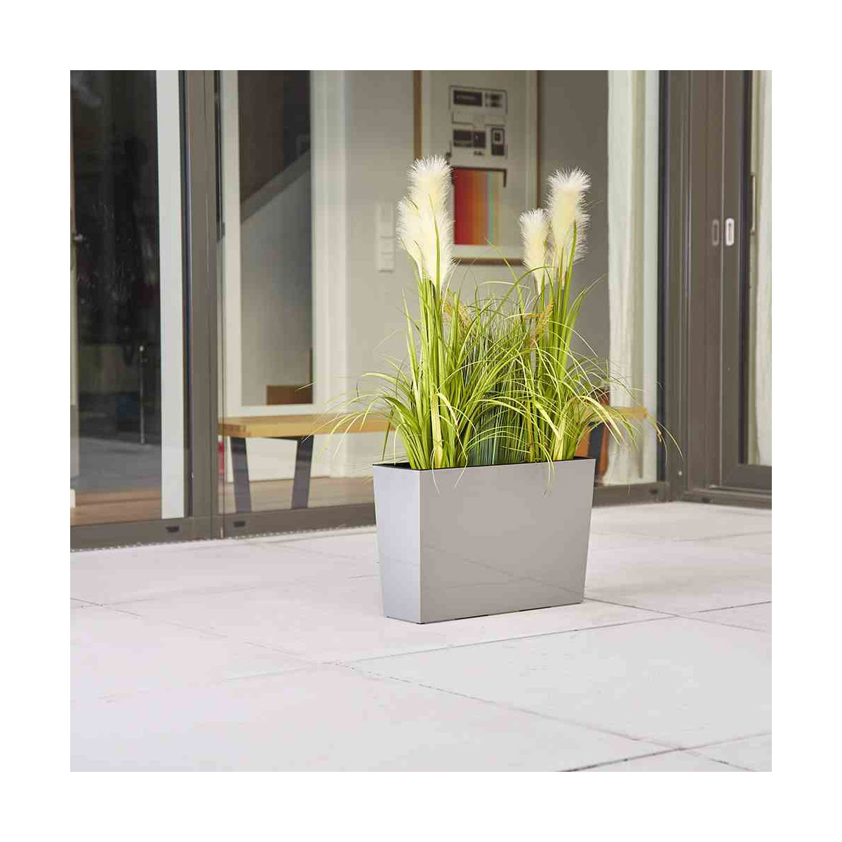 Siena Garden Pflanzgefäß Craon 56 x 19 x 36,5 cm grau Hochglanzoptik Bild 4