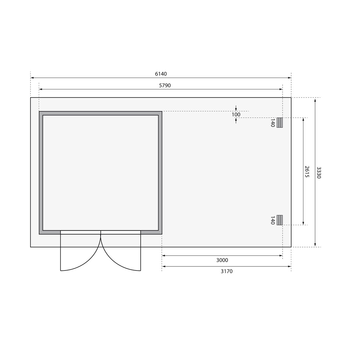 Karibu BBH Bastrup 5 Set mit Anbaudach naturbelassen Bild 8