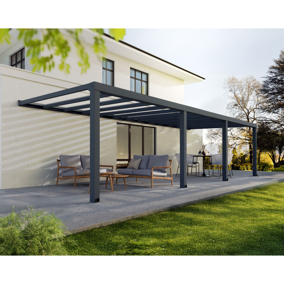 Palram Canopia Stockholm Premium Alu Terassenüberdachung Polycarbonat 3,4x9,5 m klar