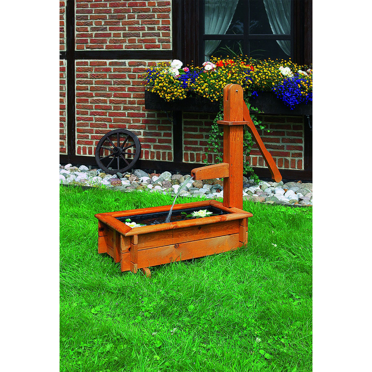 Promadino Holztrog eckig 70 cm als Wasserspiel