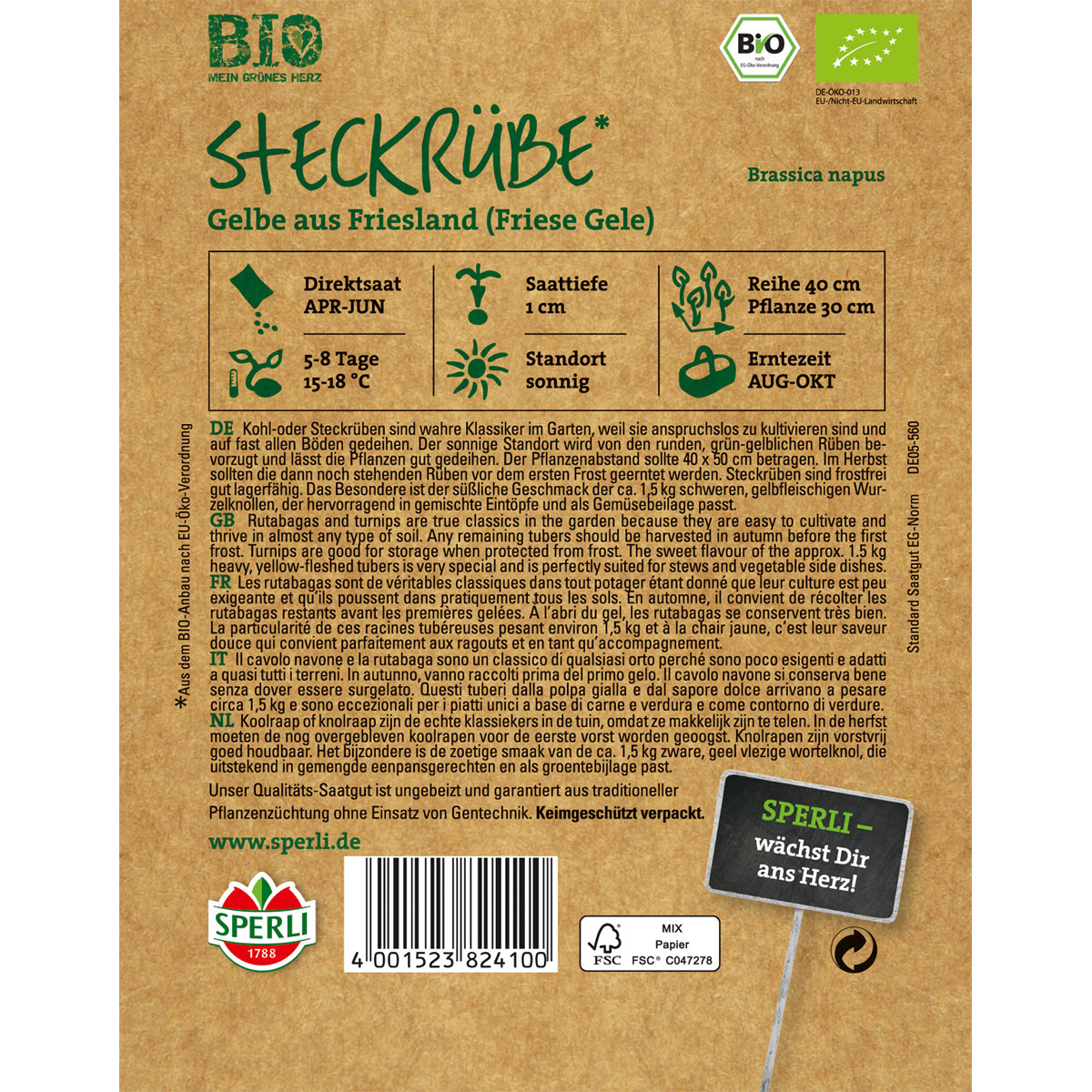 Sperli BIO Steckrübe Gelbe aus Friesland Bild 2