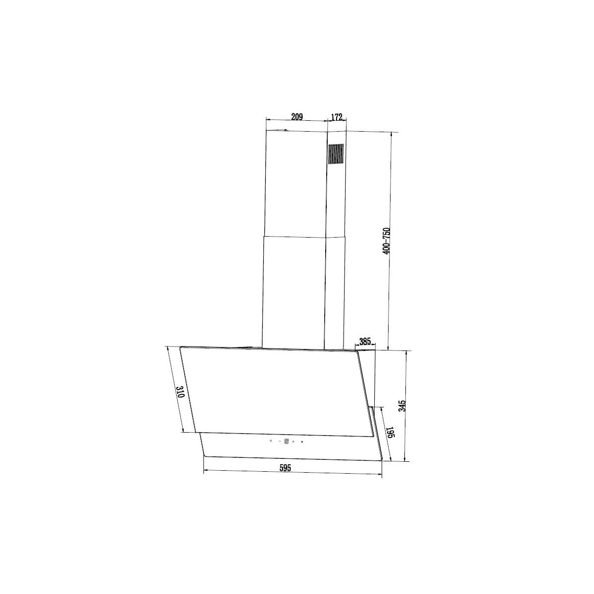 Respekta Nika Kopfreie Schräghaube CH66038-60WAM 60 cm Weiß Bild 5