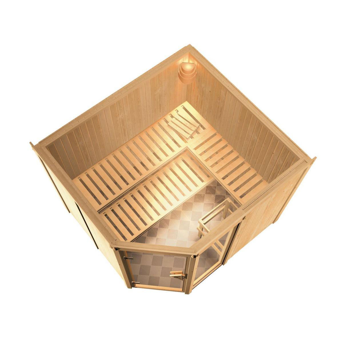 Karibu Systemsauna Fiona 3 68 mm 9 kW Ofen externe Strg modern ohne Dachkranz Bild 4