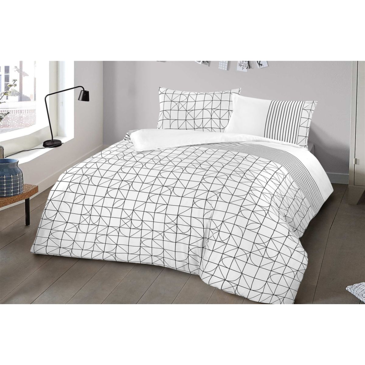 Bettwäsche Kennedy 125-NL Weiß / Schwarz 240cm x 240cm Bild 3