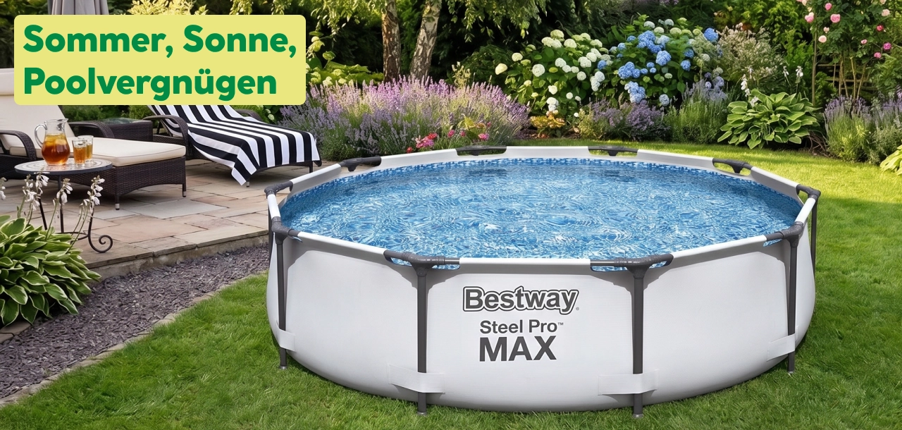 Runder Pool in einem Garten