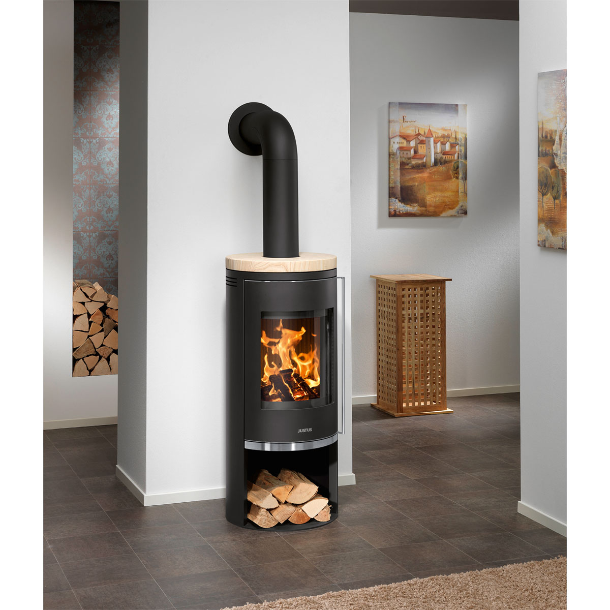 Kaminofen Faro 2.0 Stahl schwarzSandstein Bild 2