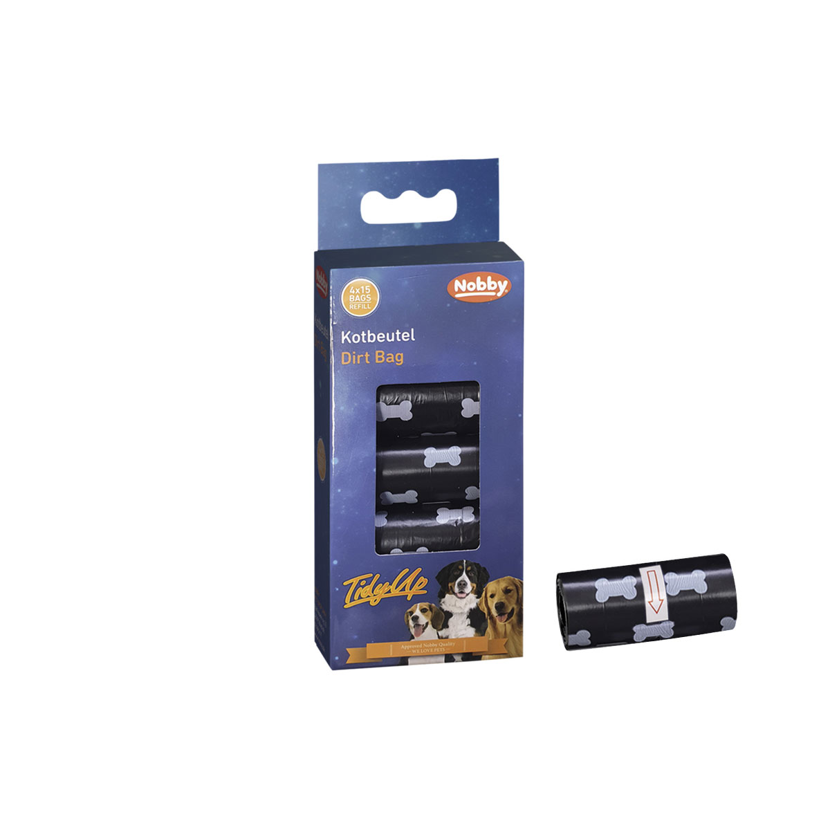 Kotbeutel und Knochendruck TidyUp schwarz 4 Rollen a 15 Beutel